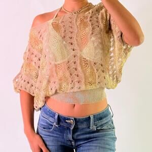 Tan and Gold Knitted Top